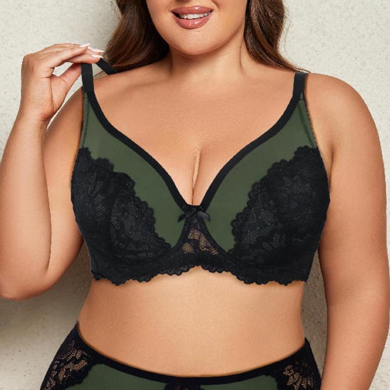 Dámská podprsenka plus size Sexy krajková 3 háčky Mašle Podprsenky Pohodlná s kosticemi 0Xl-5Xl - 090