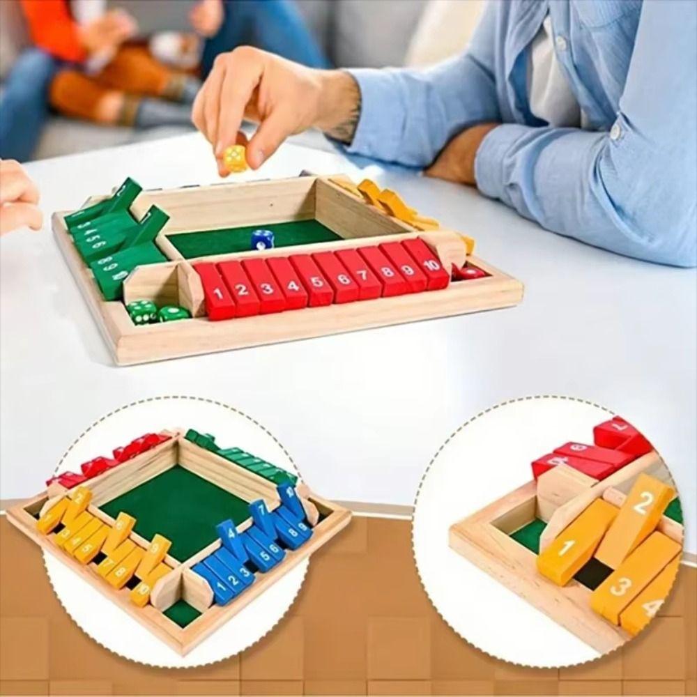 Developing Intelligent Table Board Game Toy Shut The Box Four-Sided Flip Card Game  Family Party