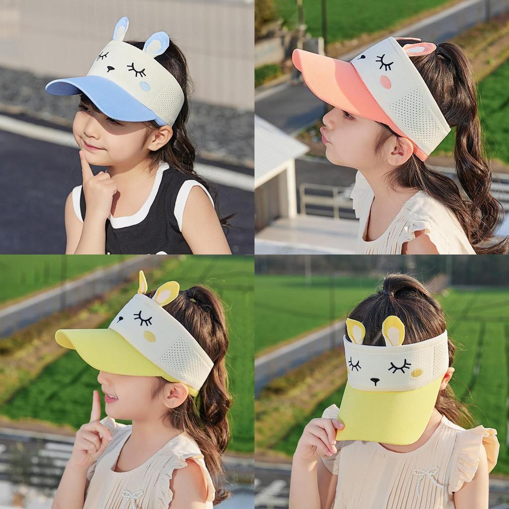 Kids Cartoon Bunny Summer Sun Hat With Breathable Polyester For Outdoor Play