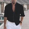 New Men's Summer Shirt Beach Shirt Long-Sleeved Solid Colour Holiday Attire