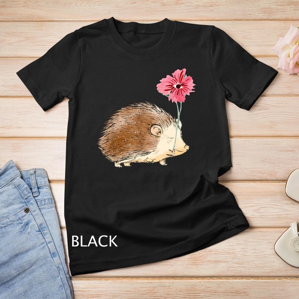 

Cute Vintage Hedgehog and Flower Art Unisex T-shirt L
