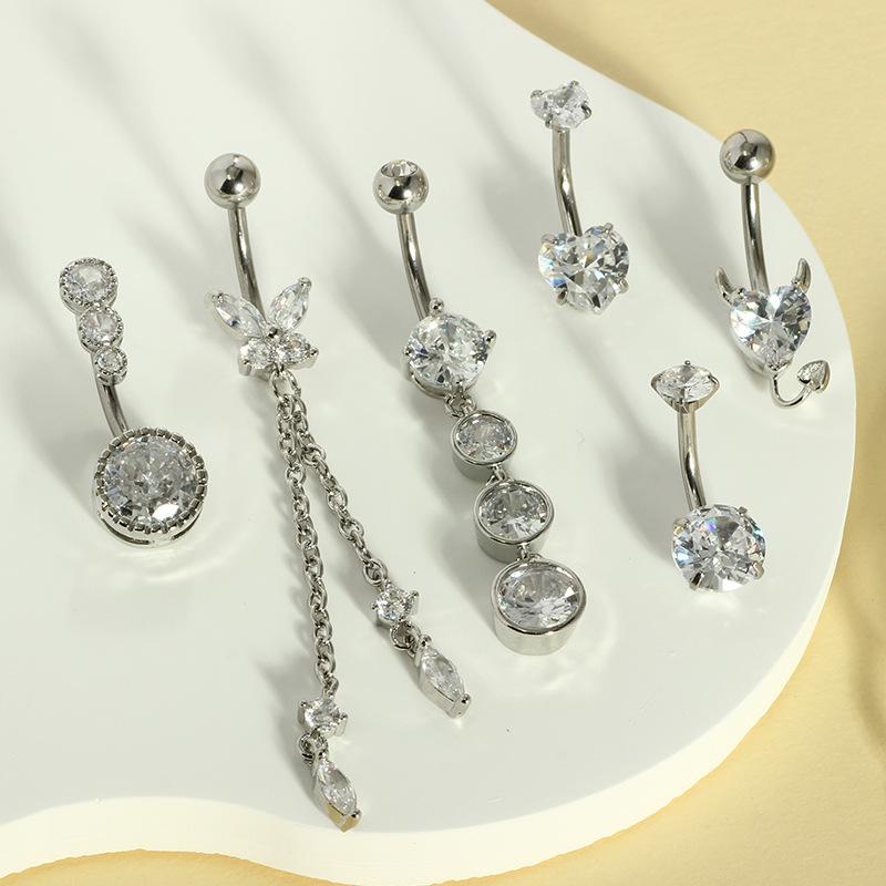 Stainless Steel Belly Button Ring with Zirconium Belly Button Stud for Body Piercing Jewelry