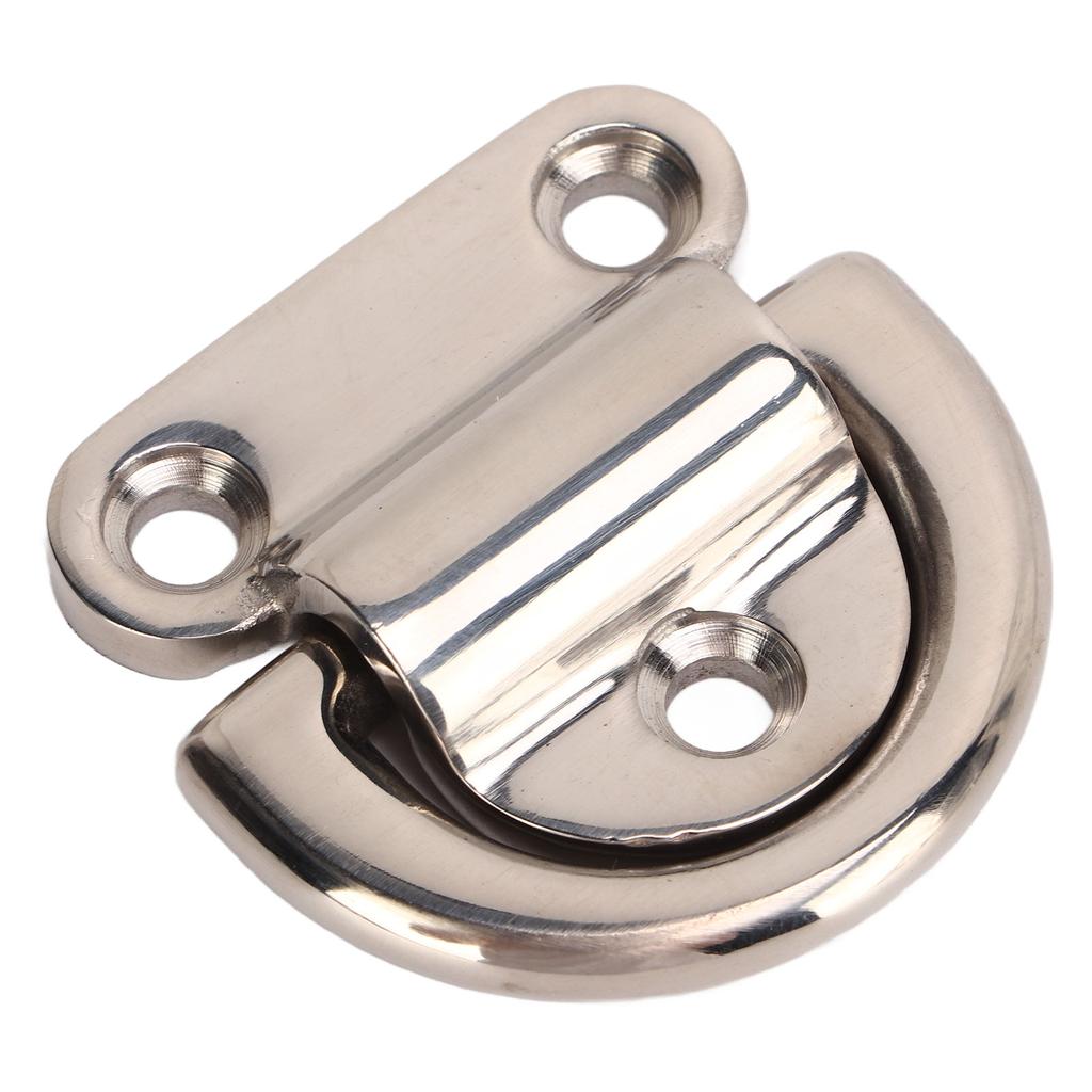 4 Sets Stainless Steel Folding Pad Eye Polishing Rustproof D Rings Deck Folding Pad Eye for Marine Yacht