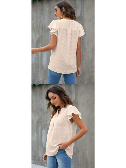 European and American Women's Ruffle Chiffon Summer Shirt