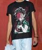 Tanjiro Demon Killer T-Shirt Kimetsu No Yaiba Horror Anime Men's Cotton T-Shirt Summer New Men's and Women's Streetwear