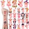 54 sztuki tymczasowych tatuaży Ubrane świnki Naklejki z tymczasowymi tatuażami Kreskówkowe świnki Kreskówkowe Na ramiona