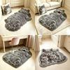 Tapis de sol de salle de bain antidérapant Tapis de porte mignon en peluche Nouveau tapis visuel 3D Chat Décoration intérieure