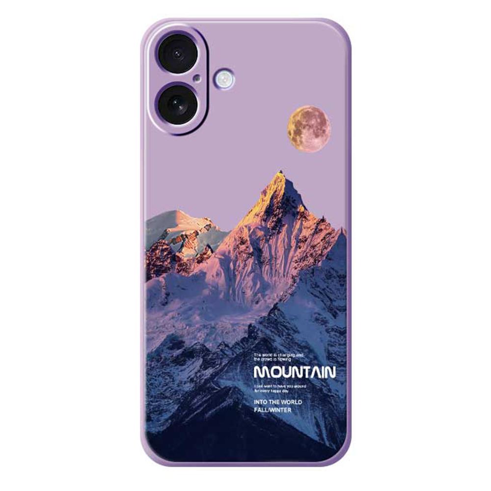 For iPhone 17 Case Blue Snow Mountain Pattern Printing Straight Edge TPU Phone Back Cover C