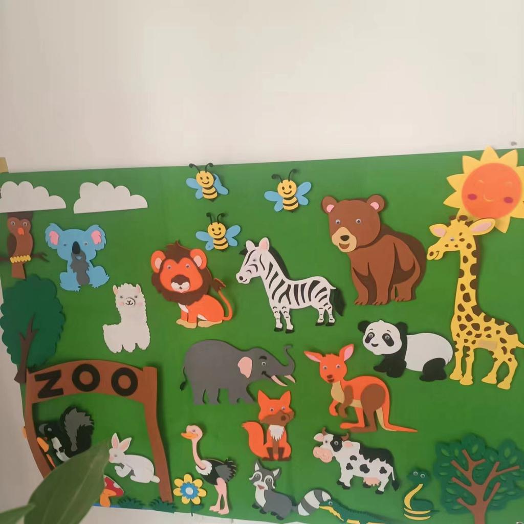 Star Felt Learning Board, Infant Training Early Education Board, Wall Stickers Educational Toys Farm Story DIY Suit