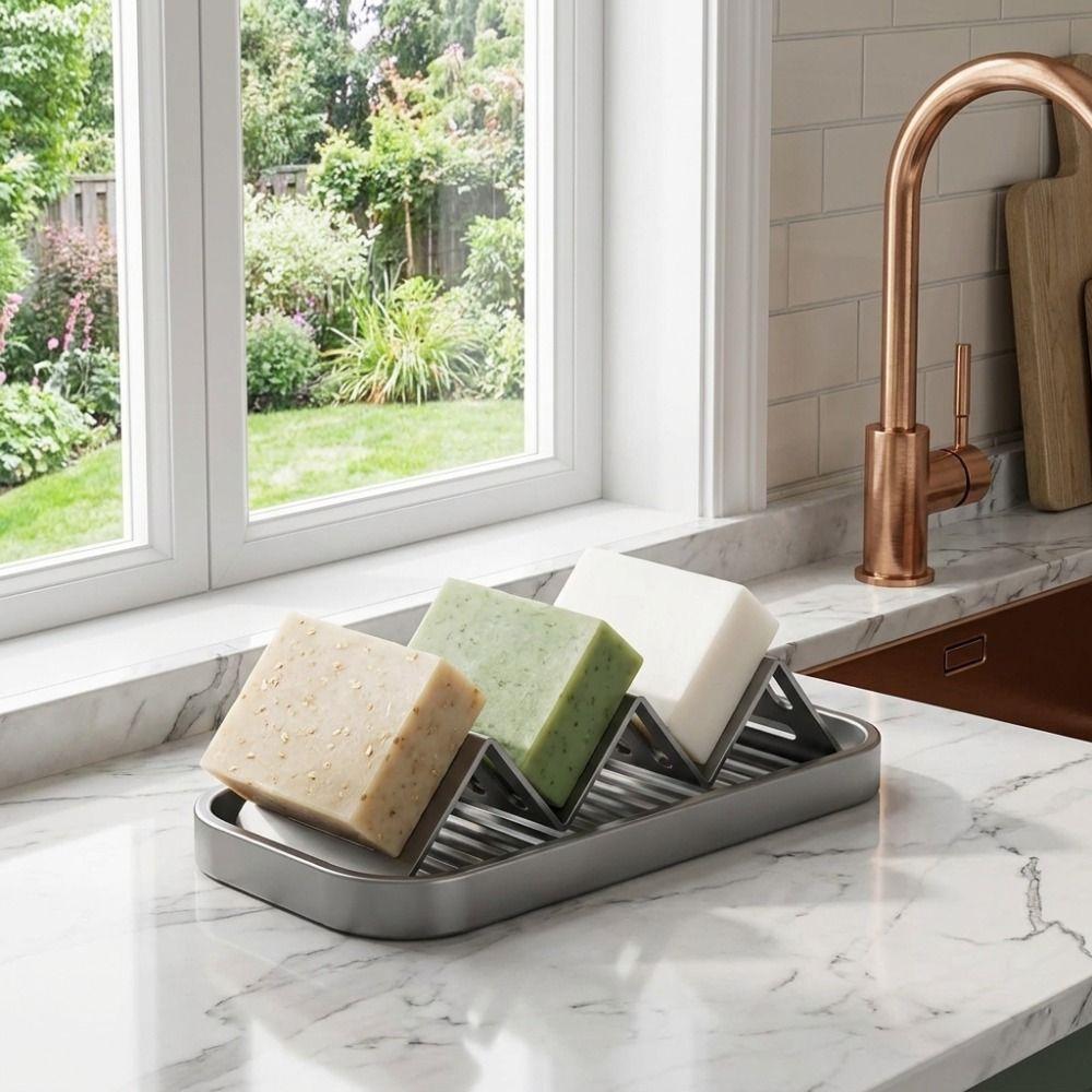 Porte-savon de salle de bain étanche Auto-vidant Support de rangement de cuisine Porte-savon en forme de W Restaurant
