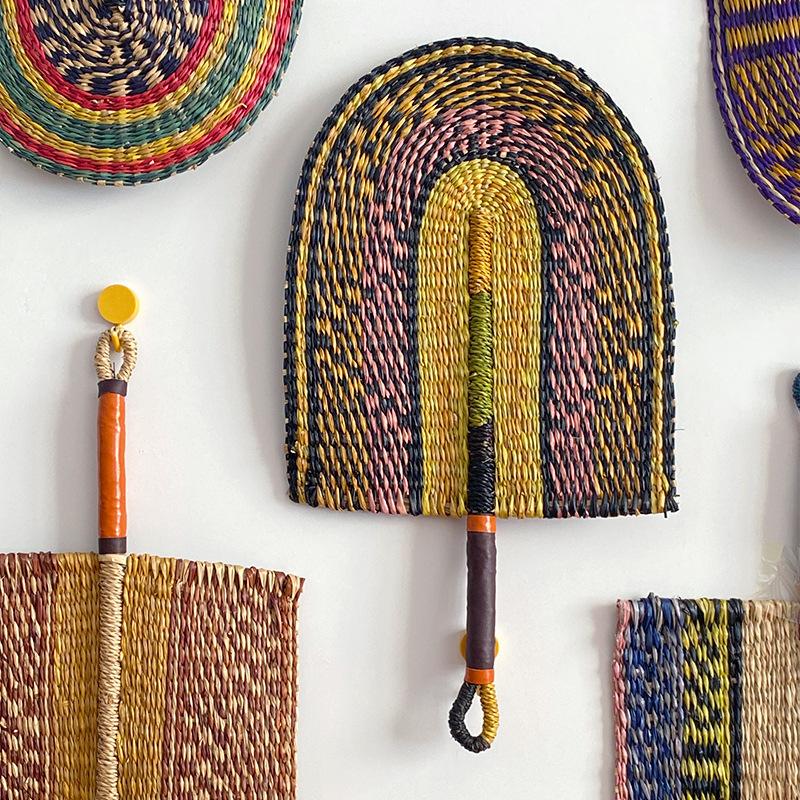 1 Pezzo Ventaglio decorativo intrecciato in erba marina fatto a mano in stile nordico per decorazione esterna e domestica, regalo per le feste