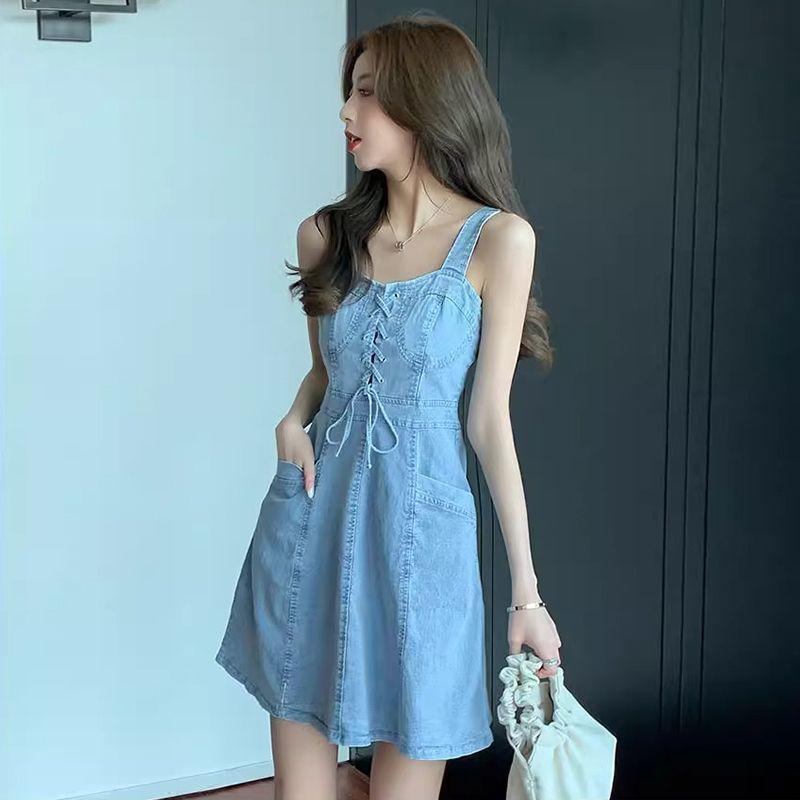 Stylish Age-Reducing Denim Overall Skirt for Women - Tummy-Cinching & Slimming, 2025 Summer