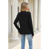 Women Solid Color Crew Neck Lace Patchwork Loose Long Sleeve Casual T Shirt