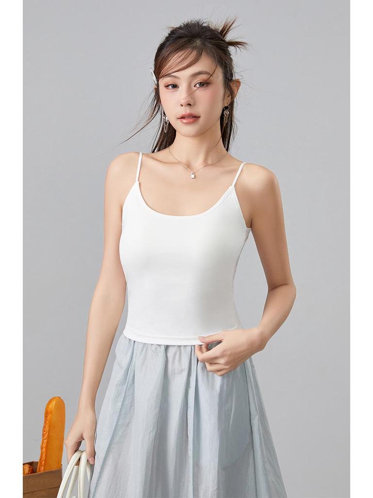 Women's Spring Camisole Vest with Beautiful Back Design, Integrated Bra, and Chest Pads - 2025 Style Slim Top