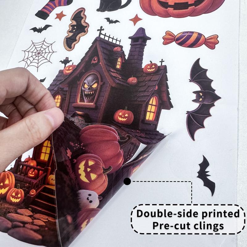 1/2/4/6/8 Blatt Halloween-Dekorationen Kreative Kürbis Geist Glasaufkleber Frohen Halloween-Tag Dekor