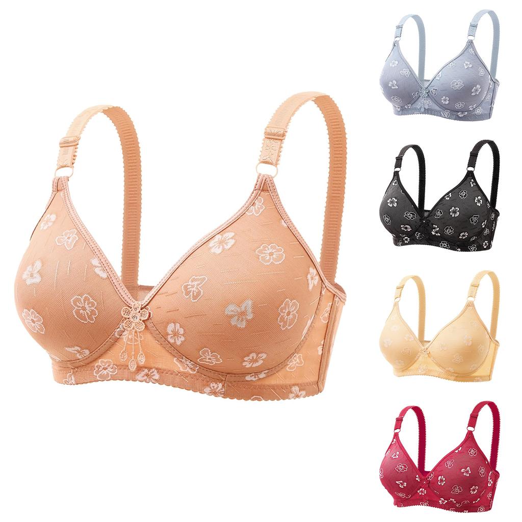 Sutien Brodat Floral Fără Fir Curele Reglabile Material Moale Design Respirabil Potrivire Confortabilă Purtare Zilnică Suport