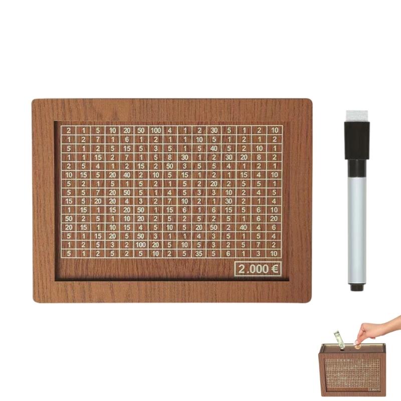 Elegant Wooden Coin Storage Box Organiser With EU Number Display Function For Kids And Household Use