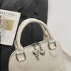 Glossy PU Handbag Women Fashion Mini Shoulder Bag Classic Oval Shape Crossbody Tote Bag