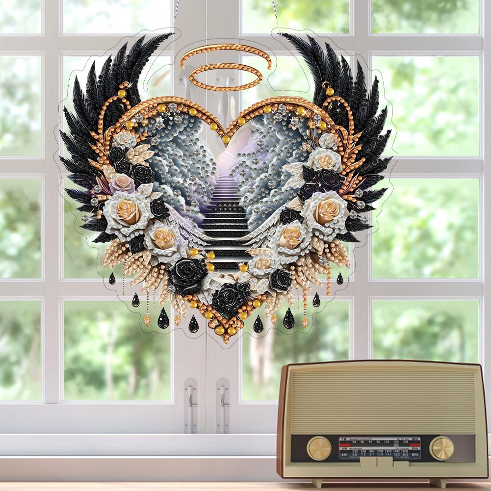 Acryl Diamant Malerei Hängender Anhänger Diamantbild Heimdeko Strass Diamant Malerei Fensteranhänger für Garten Fenster Dekoration