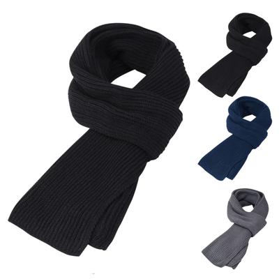 Scarf Men's Winter High-end Solid Color Warm Sweater Knitted Scarf