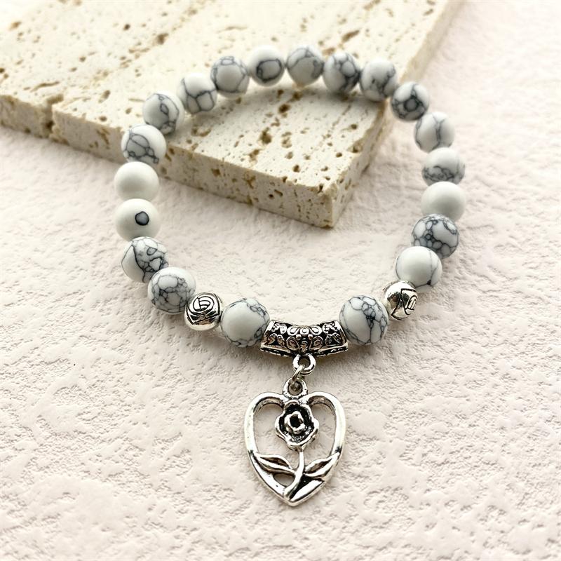 Минималистичный браслет из натурального камня 8 мм, женский браслет на санскрите, йоге, медитации, браслет из бисера, браслет с счастливым цветком