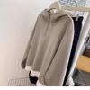 Fake two pieces fleece thickened semi-zipper hooded sweater women's autumn, winter and winter shoulder small pullover loose