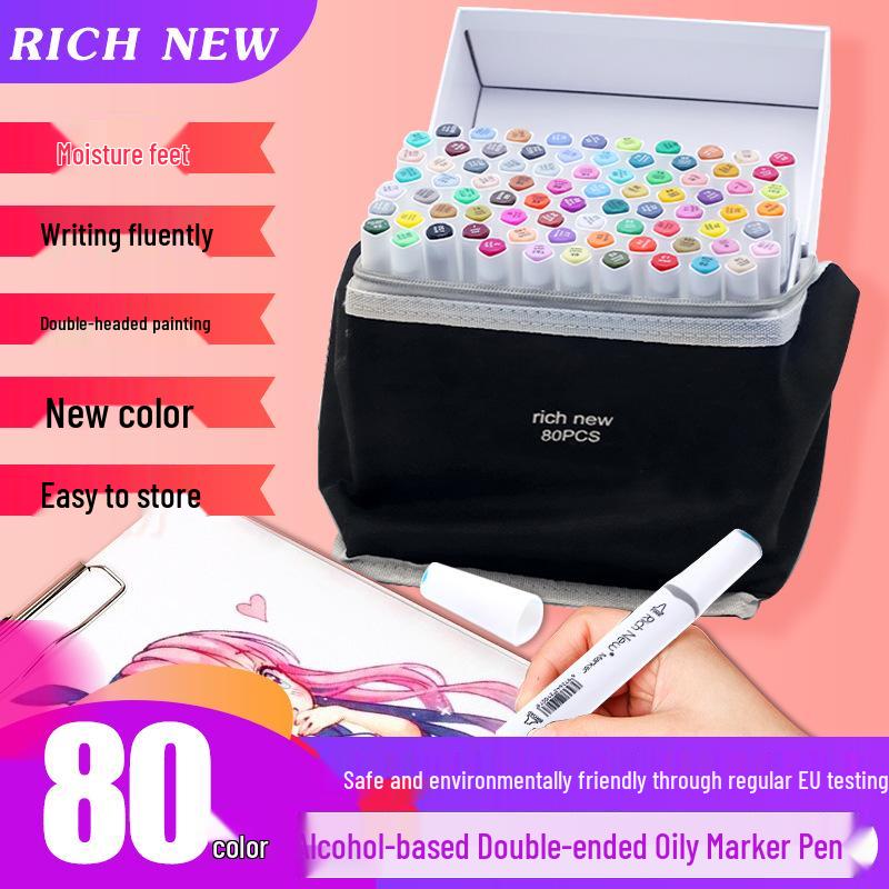 80-Color Dual-Tip Alcohol Marker Set