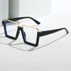Retro Anti Blue Light Glasses Half Frame Big Trendy Eyewear for Women Men Fashion Blue Light Blocking Glasses