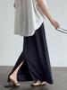 LUXI Korean-Style A-line High Waist Drawstring Maxi Skirt, Summer Casual 2673