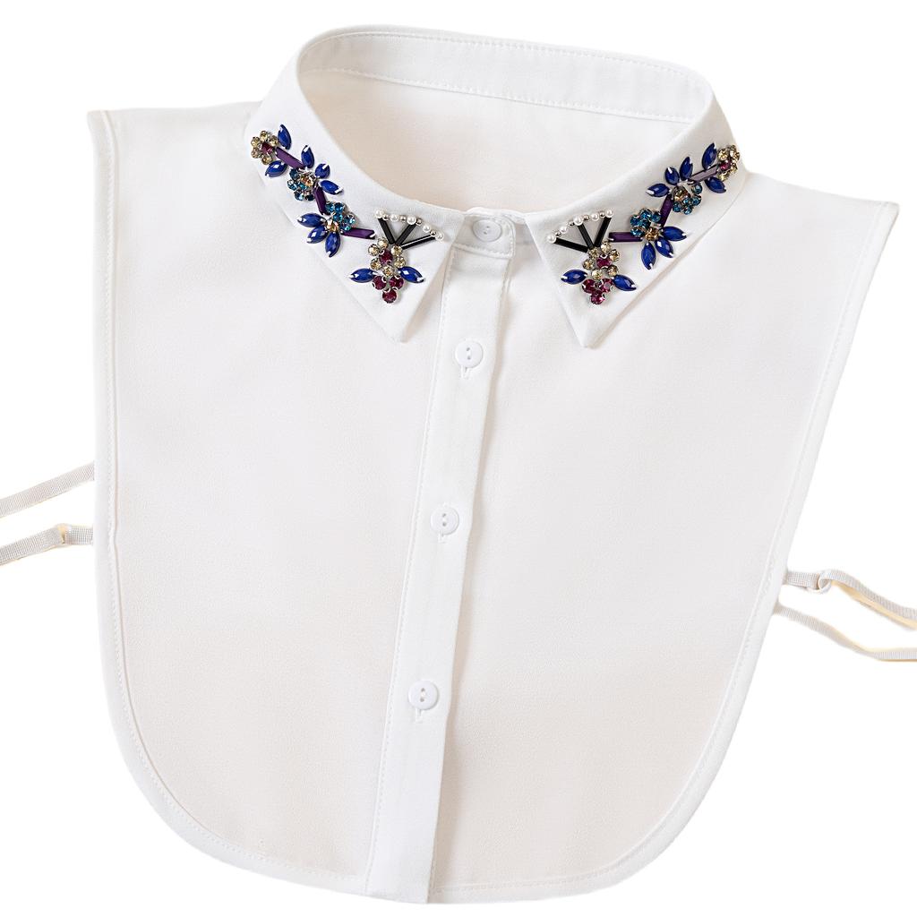 Neuzugang Abnehmbarer dekorativer Kragen für Hemden - Vielseitiger handperlenbesetzter falscher Kragen