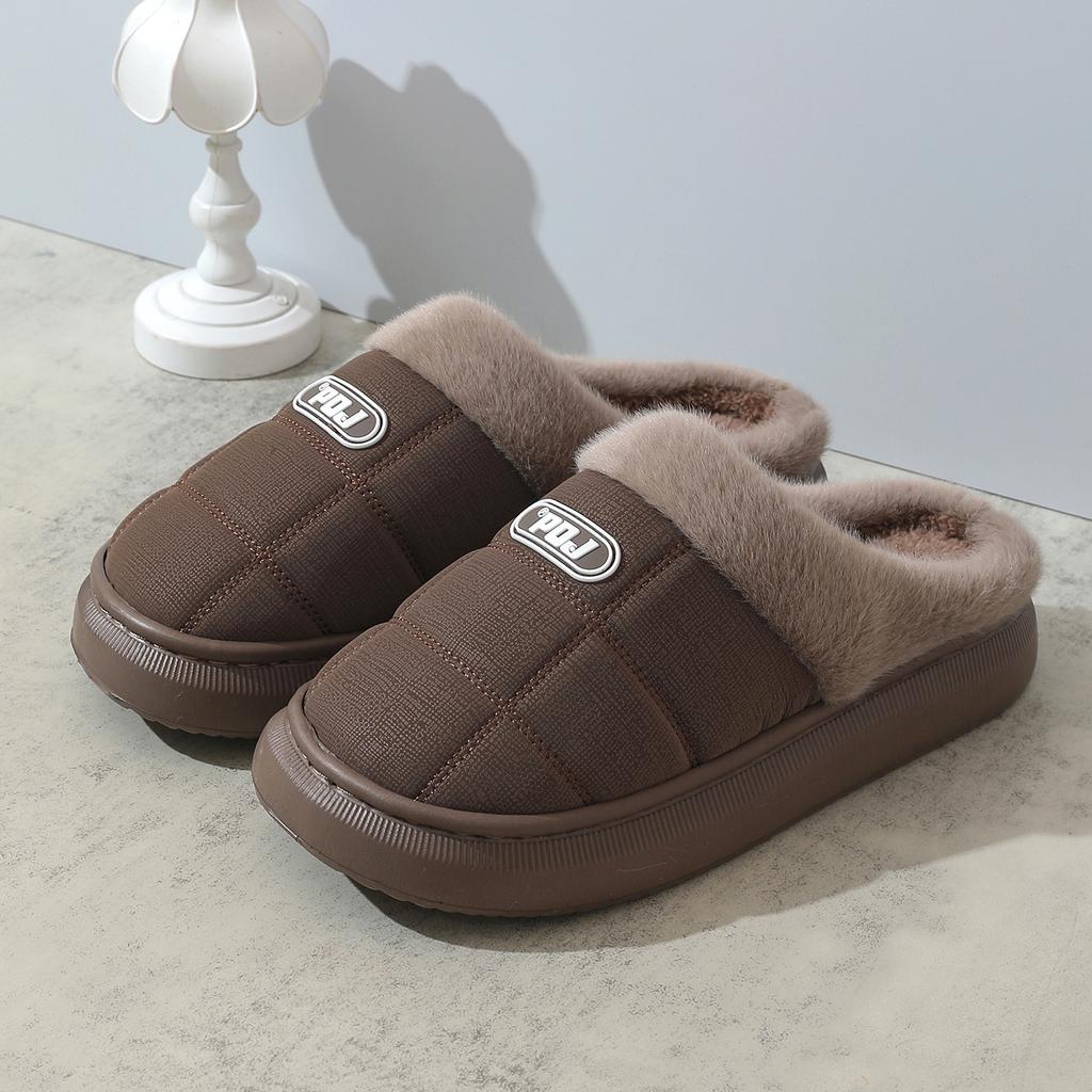 New men's cotton slippers winter home wool slippers color scheme thick bottom warm cotton drag men