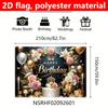 1 Piece, Elegant Birthday Flag, Floral and Gold Design, with Cake, Gift and Candle, Birthday Party Decoration