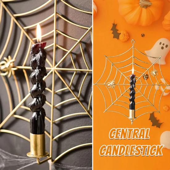 Spider Web Candle Holder Halloween Metal Wall-Mounted Spiderweb Taper Candle Holder for Gothic Home Decor