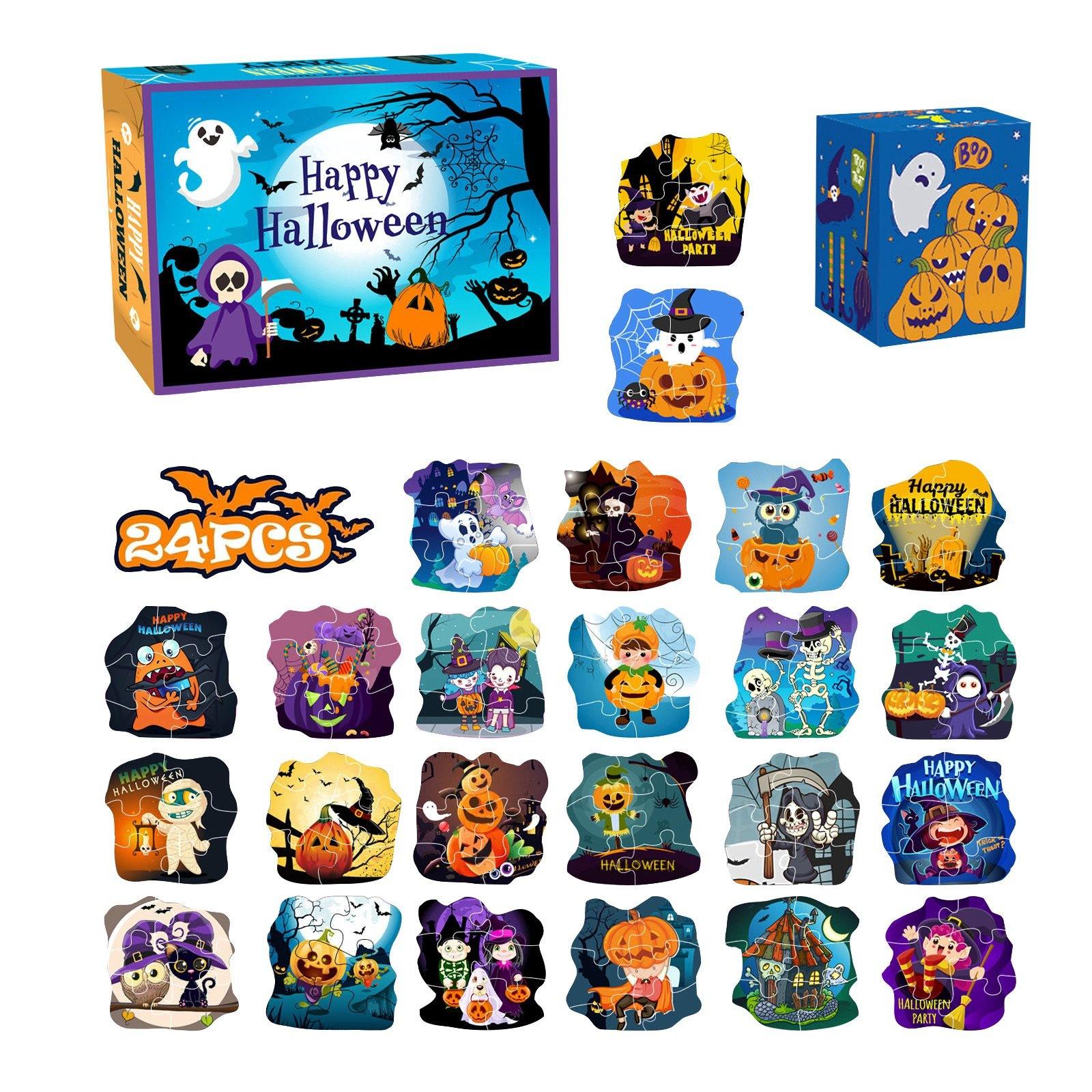 

Пазл «Обратный отсчет до Хэллоуина», Пазл-календарь обратного отсчета, Забавные подарки, Снижение стресса и тревоги, Сенсорные игрушки для гиперактивности 24 шт./коробка One Size белый