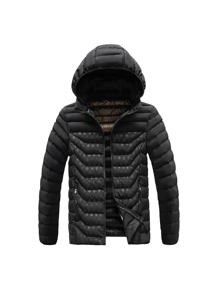 Легкое хлопковое пальто Мужская зимняя мода Хит цвета Приталенный Съемный капюшон Утепленная Куртка с капюшоном Удобная и универсальная Мужская XL