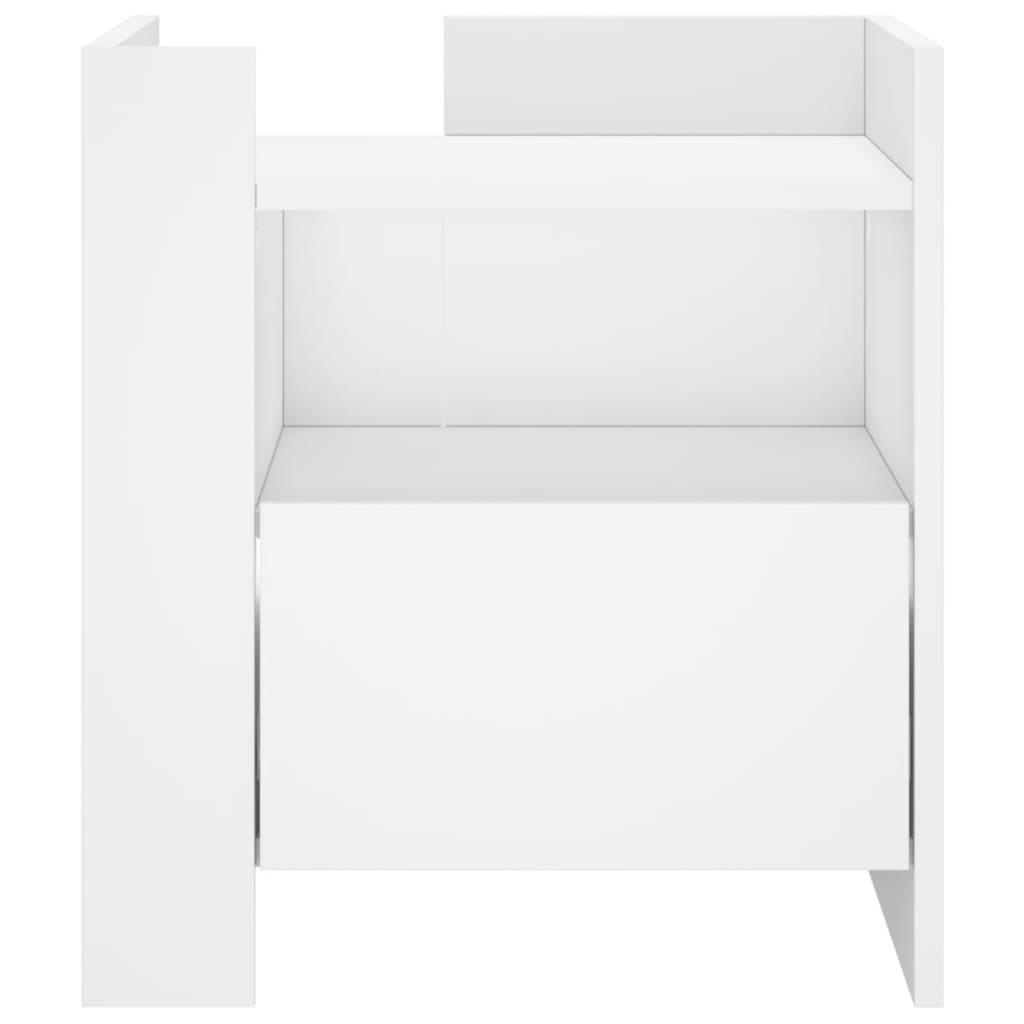 Vidaxl Bedside Table, White, 45X50X50 Cm, Wood-Based Material