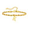 Vnox Braccialetti con Lettere A-Z per Uomo, Braccialetto a Catena Intrecciata in Acciaio Inossidabile Placcato Oro, Classico Braccialetto con Nome Regalo per Lui