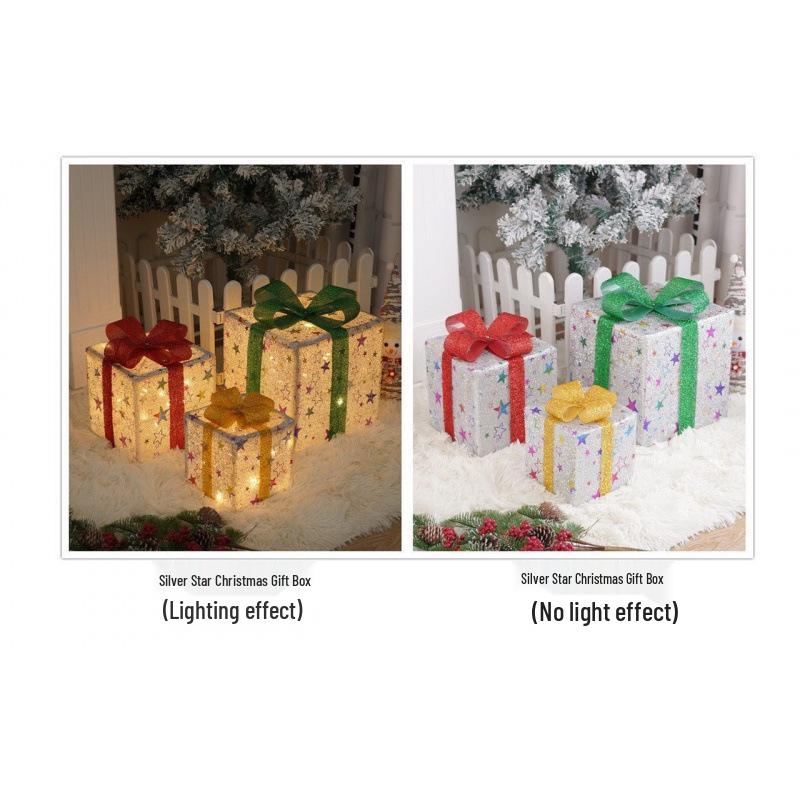 Cross-Border Christmas Luminous Gift Box Set: Outdoor Decorative Lights for Courtyard & Mall Display