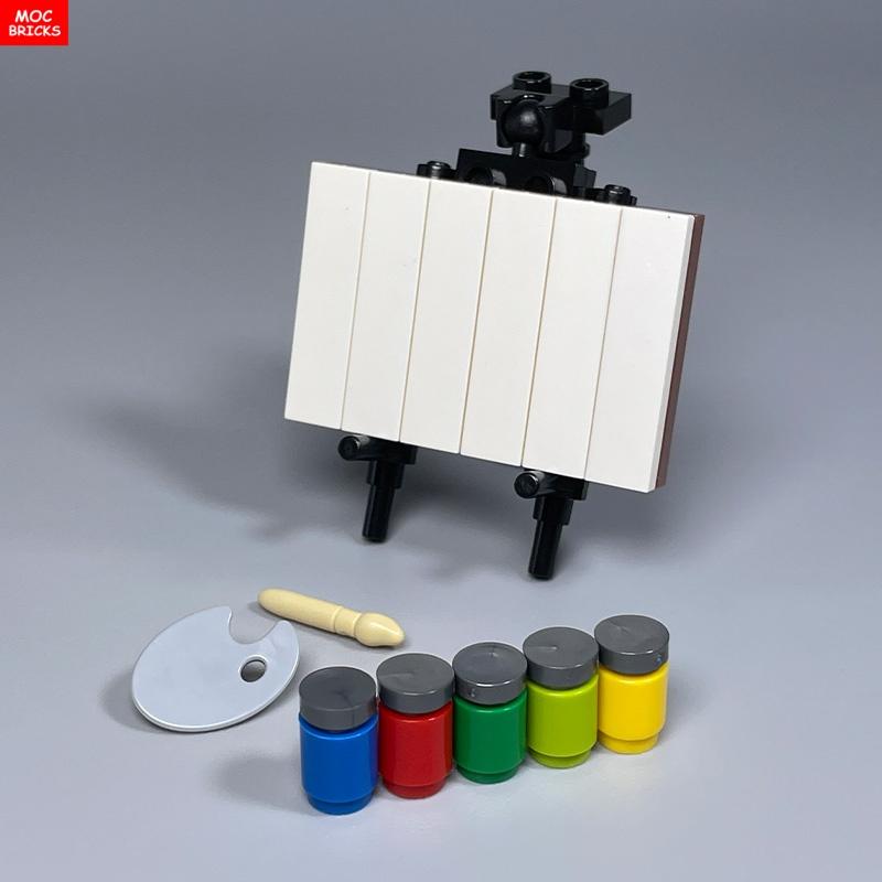 

MOC Bricks drawing board palette brush paintbrush printed painting plate House river park Scene Attachments Building Blocks Playthings