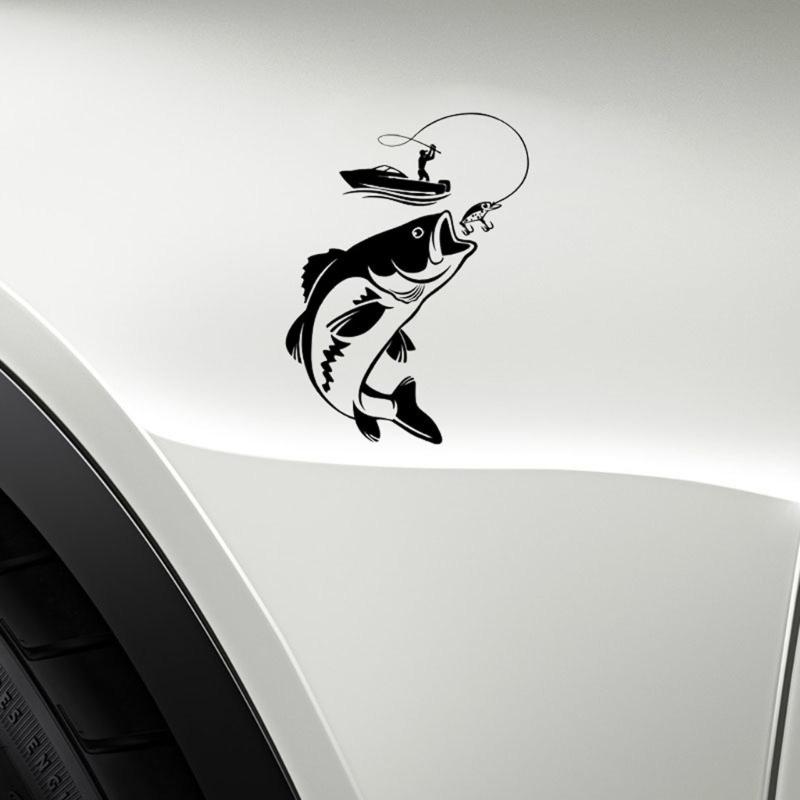 Easy Cleaning Vehicle Sticker Decal With Fishing Theme Water Resistant Surfaces Simple Maintenance For Most Car Models