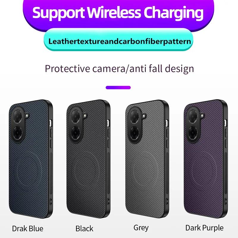 Carbon Fiber Wireless Charging Magnetic Cases For Redmi A4 5G A3x A5 4G Lens Protection Silicone Soft Bumper Cover Phone Case