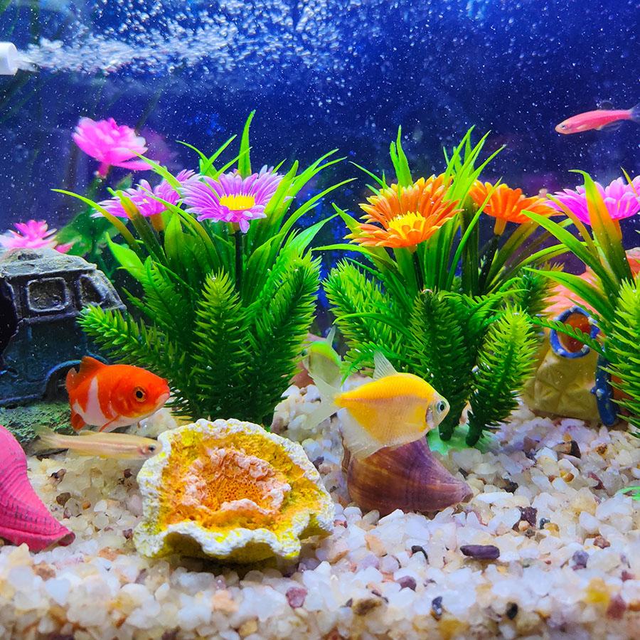 Ozdoba do akvária Simulace vodní trávy Plastové umělé akvarijní ryby Rostlina pro dekoraci Pozadí Rostliny