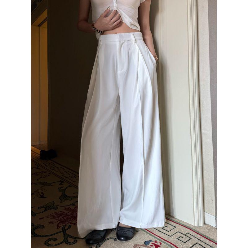 Kumikumi Fancy Beige Apricot Single-Breasted Strap Trench Coat Outwear Women's Autumn Loose Casual Pants Two-piece Set