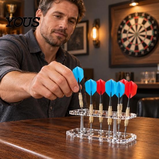Dart Rack for Bar Acrylic Display Stand, 8 Caapcity Oblique Design Organizer, Space Wall Hanging Saving Desktop Storage Game Room And Home Decor