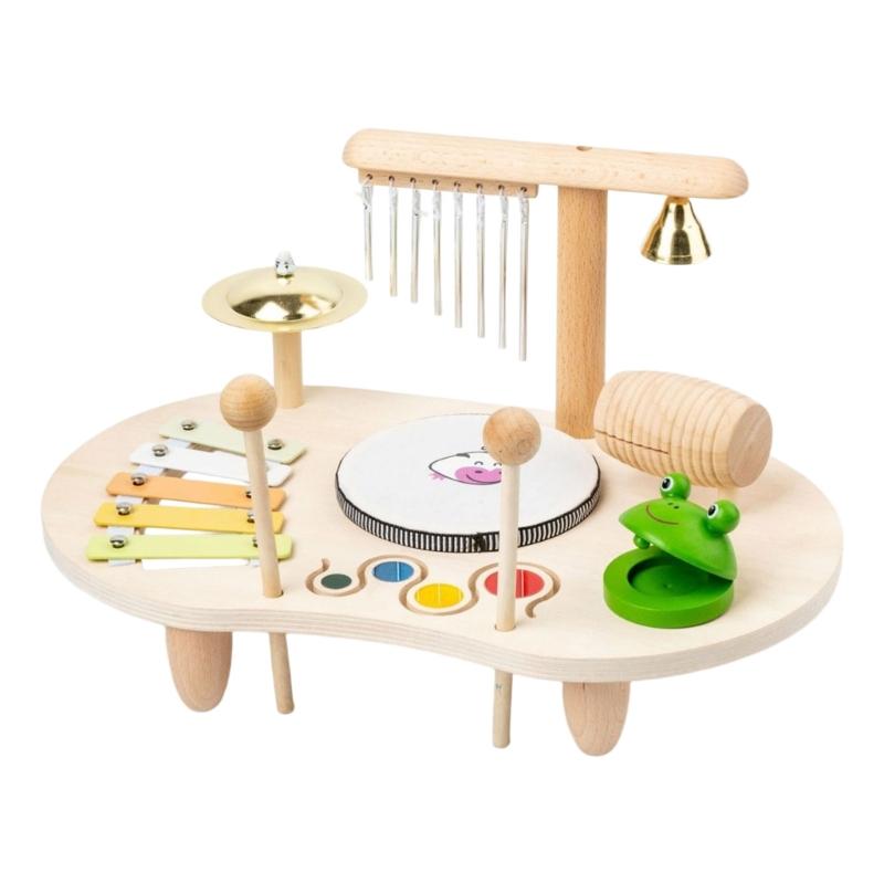 

Wooden Baby Drum Musical Instrument Toy Interactive Percussion Toy For Toddler Sensory Auditory Skill Development 1
