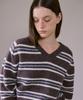 AHWE Alpaca Striped V-Neck Knit_Brown