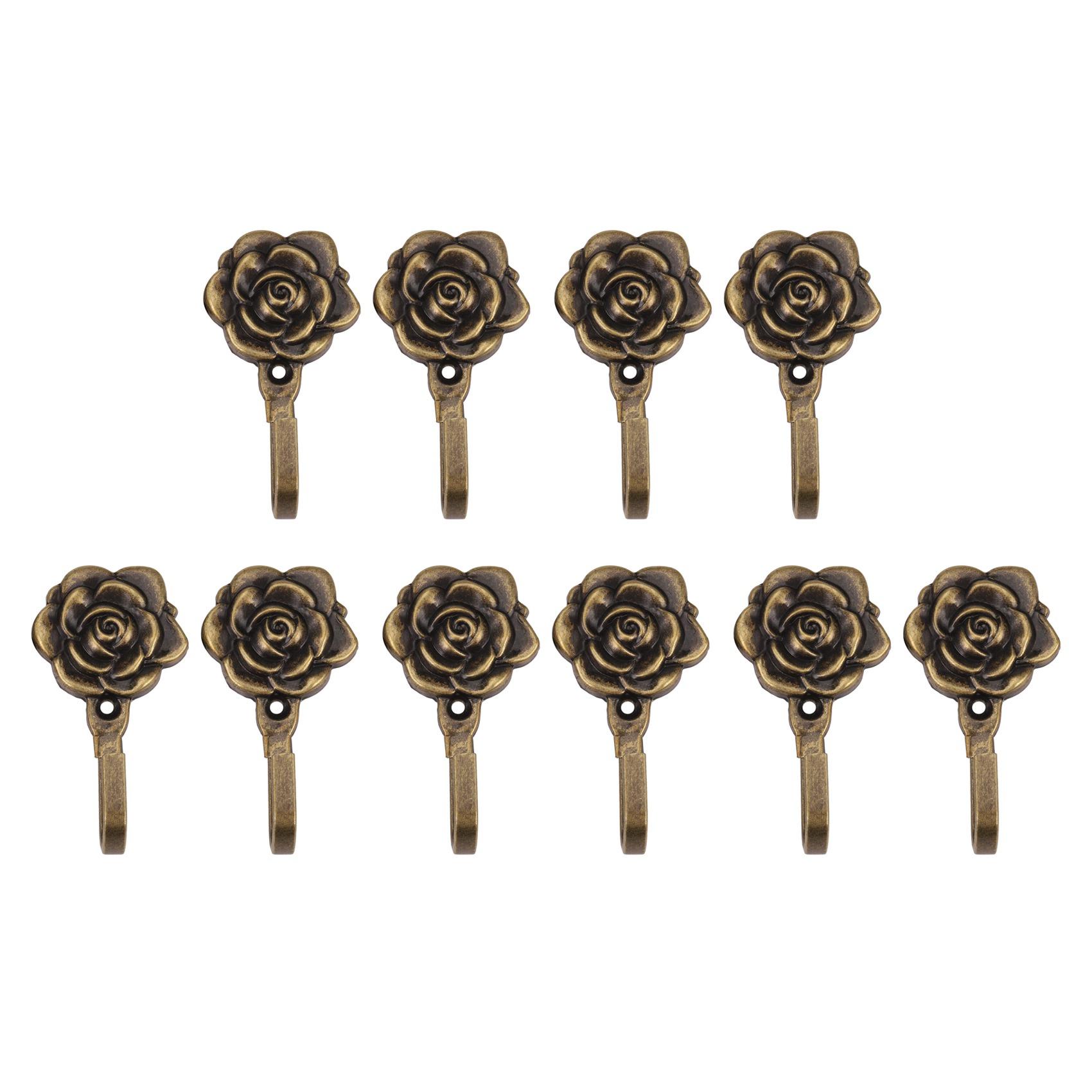 ABBY-10Pcs Metal Rose Flower Curtain Tie Back Tieback Holders Wall Hooks Decor