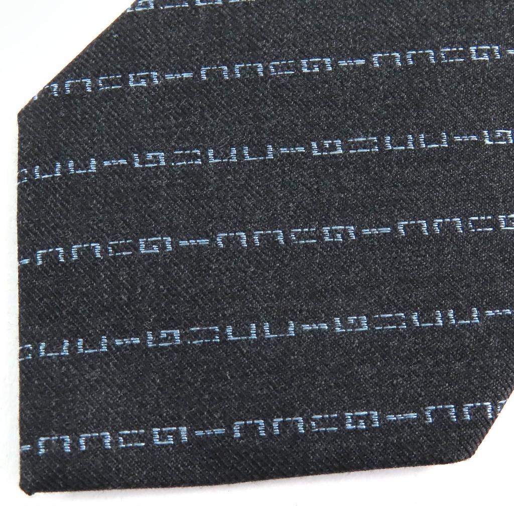 Pristine GUCCI tie Regimental logo stripes Dark gray wool mens Used