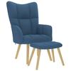 Relaxation Armchair with Footstool Blue Fabric