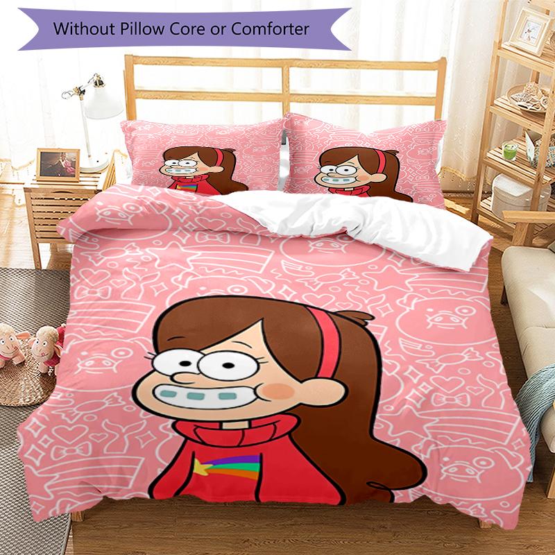 3pcs Gravity Falls Bedding Set Duvet Cover Closure Includes 1 Duvet Cover & 2 Pillowcases, Soft and Comfortable for All Seasons.